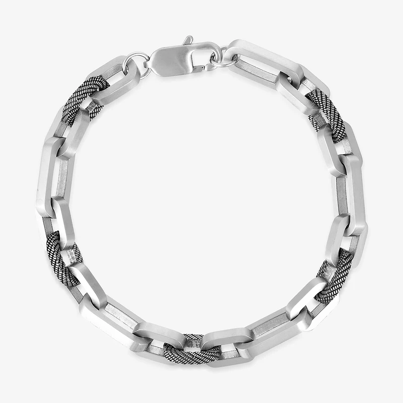 Mens Stainless Steel 9 Inch Solid Link Chain Bracelet