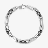Mens Stainless Steel 9 Inch Solid Link Chain Bracelet