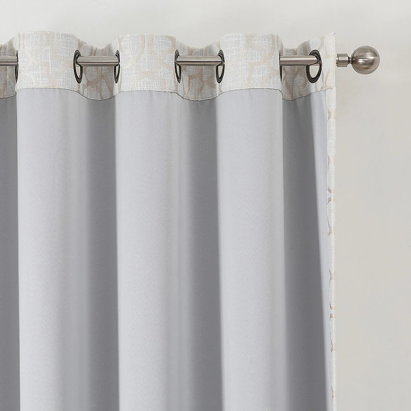 Max Blackout Campbell Geo Jacquard Grommet Top Energy Saving 100% Single Curtain Panel