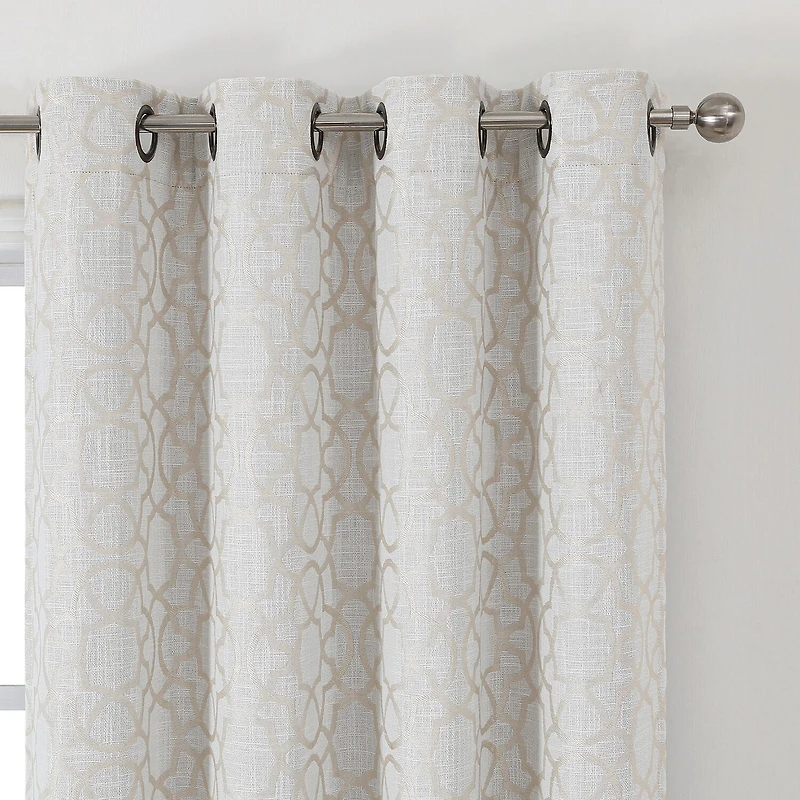 Max Blackout Campbell Geo Jacquard Grommet Top Energy Saving 100% Single Curtain Panel