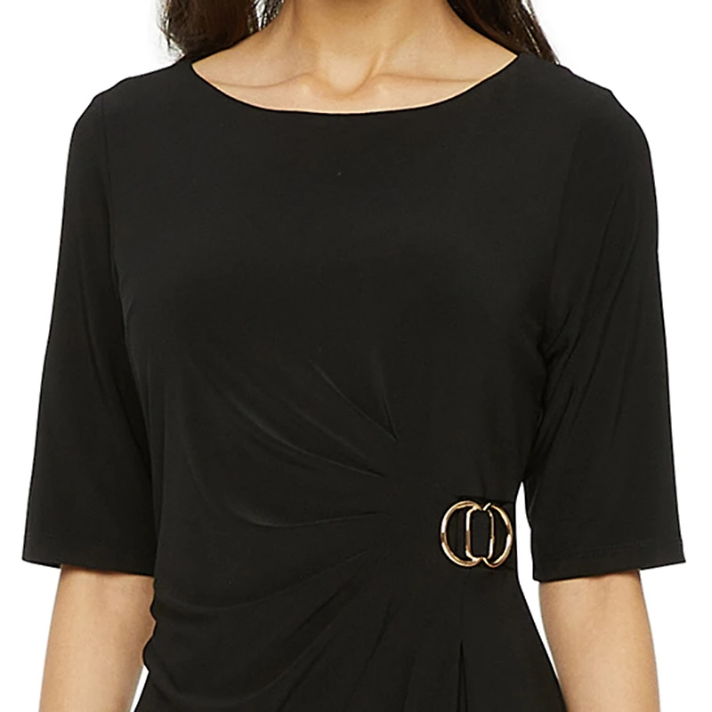 Jessica Howard Womens Boat Neck Short Sleeve Sheath Dress