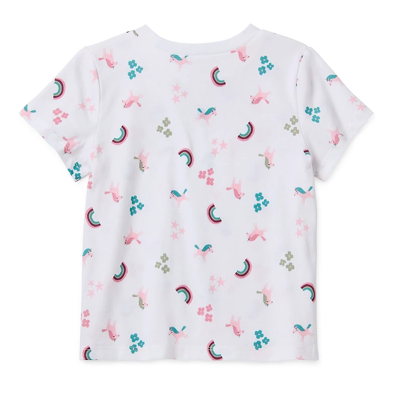 Okie Dokie Toddler Girls Round Neck Short Sleeve Regular Fit Graphic T-Shirt