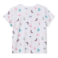 Okie Dokie Toddler Girls Round Neck Short Sleeve Regular Fit Graphic T-Shirt