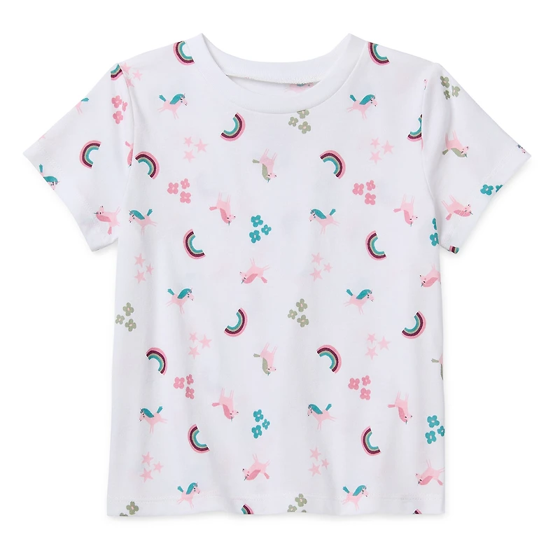 Okie Dokie Toddler Girls Round Neck Short Sleeve Regular Fit Graphic T-Shirt