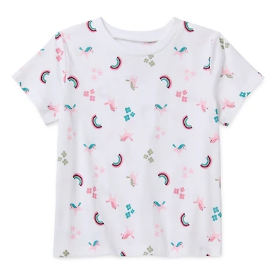 Okie Dokie Toddler Girls Round Neck Short Sleeve Regular Fit Graphic T-Shirt