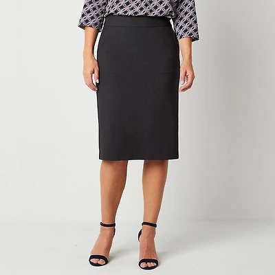 Liz Claiborne Womens Tall Mid Rise Midi Pencil Skirt