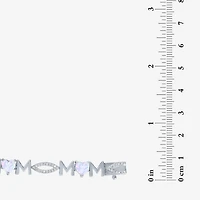 "Mom" Womens Lab Created White Opal Sterling Silver 7.5 Inch Tennis Bracelet