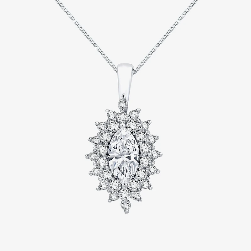 (G Womens 1 3/4 CT. T.W. Lab Grown White Diamond 10K Gold 18 Inch Pendant Necklace