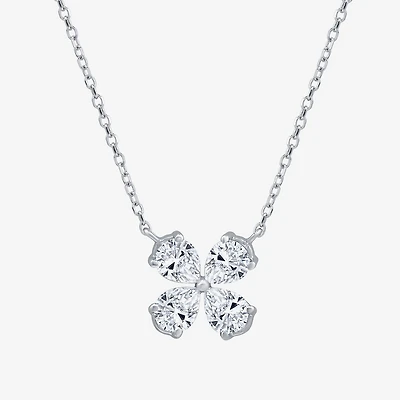 (G / Si1 - Si2) Womens 1 CT. T.W. Lab Grown White Diamond 10K Gold Clover Pear 18 Inch Pendant Necklace