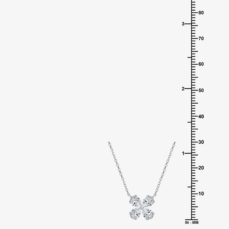 (G / Si1 - Si2) Womens 1 CT. T.W. Lab Grown White Diamond 10K Gold Clover Pear 18 Inch Pendant Necklace