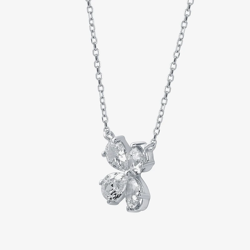 (G / Si1 - Si2) Womens 1 CT. T.W. Lab Grown White Diamond 10K Gold Clover Pear 18 Inch Pendant Necklace