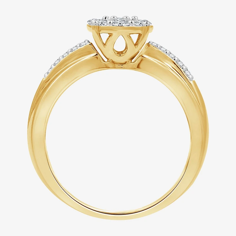 (H-I / I1) Womens 1/2 CT. T.W. Lab Grown White Diamond 14K Gold Over Silver Side Stone Bridal Set