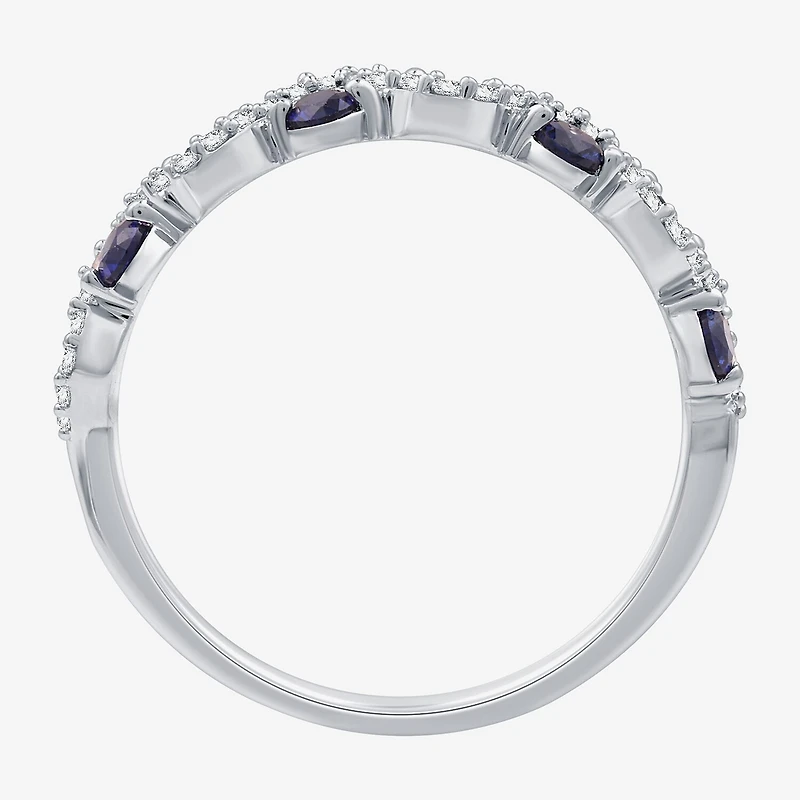 I Said Yes (H-I/I1) Womens 1/8 CT. T.W. Lab Created Blue Sapphire Sterling Silver Wedding Band