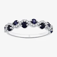 I Said Yes (H-I/I1) Womens 1/8 CT. T.W. Lab Created Blue Sapphire Sterling Silver Wedding Band