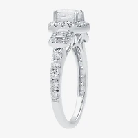 (H-I / I1) Womens 1 1/2 CT. T.W. Lab Grown White Diamond Sterling Silver Side Stone Engagement Ring