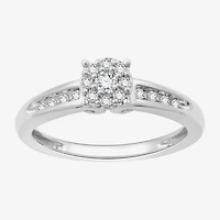 (H-I / I1) Womens 1/5 CT. Lab Grown White Diamond Sterling Silver Round Side Stone Engagement Ring
