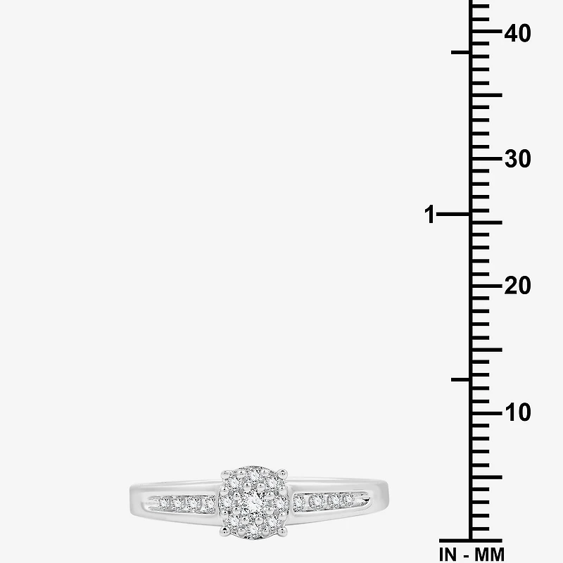 (H-I / I1) Womens 1/5 CT. Lab Grown White Diamond Sterling Silver Round Side Stone Engagement Ring