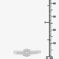 (H-I / I1) Womens 1/5 CT. Lab Grown White Diamond Sterling Silver Round Side Stone Engagement Ring