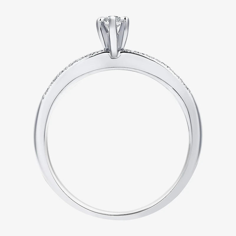 I Said Yes (H-I / I1) Womens 1/3 CT. T.W. Lab Grown White Diamond Sterling Silver Side Stone Engagement Ring