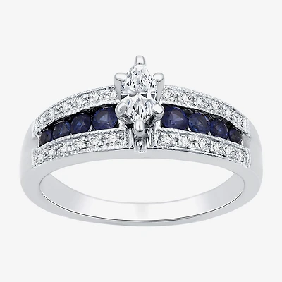 I Said Yes (H-I / I1) Womens 1/3 CT. T.W. Lab Grown White Diamond Sterling Silver Side Stone Engagement Ring