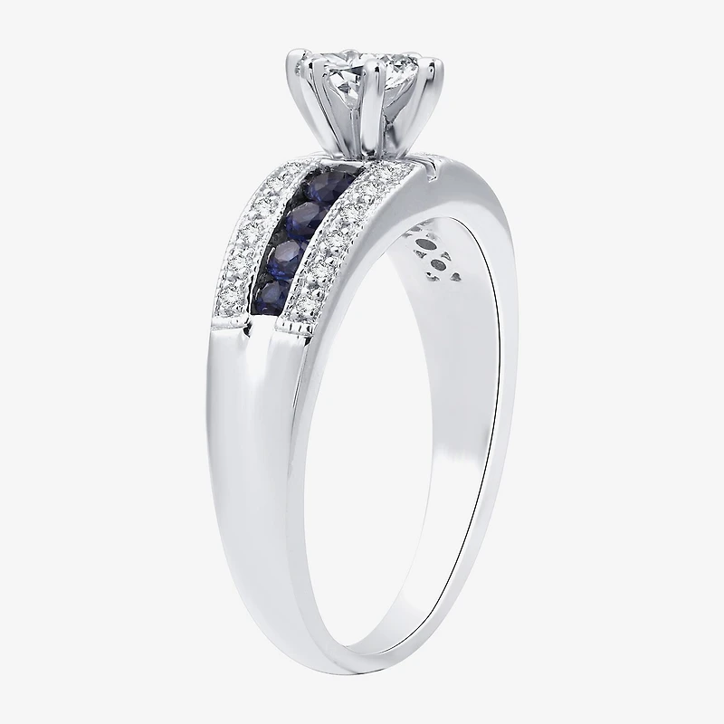 I Said Yes (H-I / I1) Womens 1/3 CT. T.W. Lab Grown White Diamond Sterling Silver Side Stone Engagement Ring