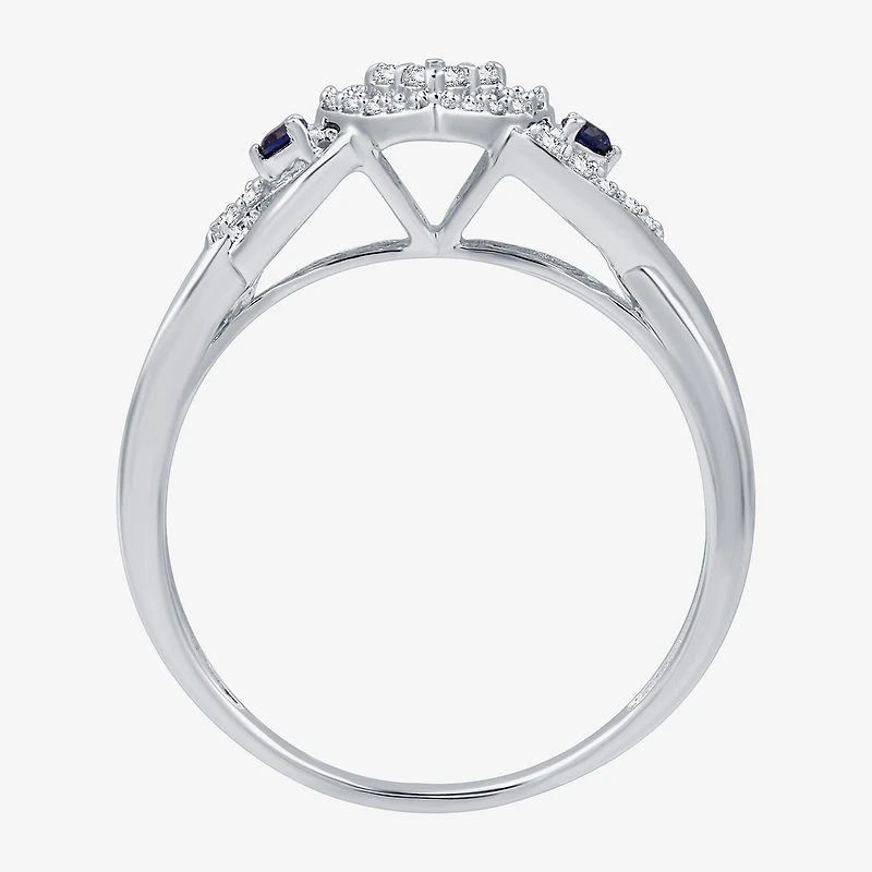 I Said Yes (H-I / I1) Womens 1/5 CT. Lab Grown White Diamond Sterling Silver Heart Side Stone Engagement Ring