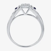 I Said Yes (H-I / I1) Womens 1/5 CT. Lab Grown White Diamond Sterling Silver Heart Side Stone Engagement Ring