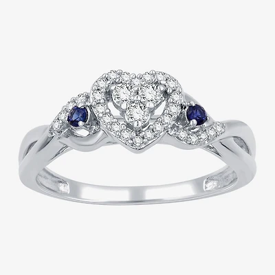 I Said Yes (H-I / I1) Womens 1/5 CT. Lab Grown White Diamond Sterling Silver Heart Side Stone Engagement Ring