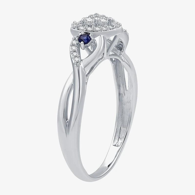 I Said Yes (H-I / I1) Womens 1/5 CT. Lab Grown White Diamond Sterling Silver Heart Side Stone Engagement Ring