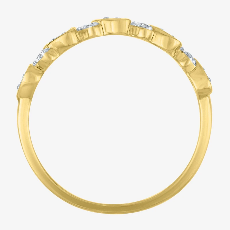 (G-H / Si2-I1) Womens 4MM 1/10 CT. T.W. Lab Grown White Diamond 10K Gold Heart Wedding Band