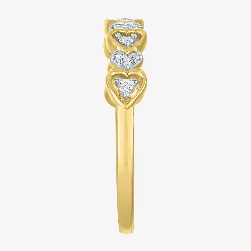 (G-H / Si2-I1) Womens 4MM 1/10 CT. T.W. Lab Grown White Diamond 10K Gold Heart Wedding Band