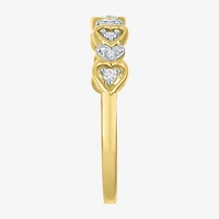 (G-H / Si2-I1) Womens 4MM 1/10 CT. T.W. Lab Grown White Diamond 10K Gold Heart Wedding Band