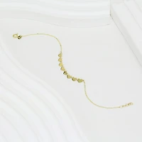 Womens 10K Gold 7.25 Inch Solid Link Heart Chain Bracelet
