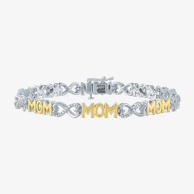 "Mom" Womens 1/10 CT. T.W. Natural White Diamond Sterling Silver Infinity 7.5 Inch Tennis Bracelet