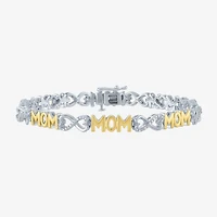 "Mom" Womens 1/10 CT. T.W. Natural White Diamond Sterling Silver Infinity 7.5 Inch Tennis Bracelet