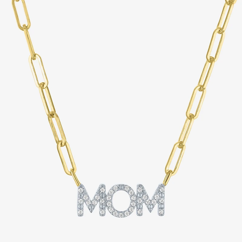Diamond Addiction "Mom" (G-H / I1-12) Womens 1/10 CT. T.W. Lab Grown White Diamond 14K Gold Over Silver 18 Inch Pendant Necklace