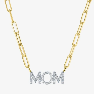 Diamond Addiction "Mom" (G-H / I1-12) Womens 1/10 CT. T.W. Lab Grown White Diamond 14K Gold Over Silver 18 Inch Pendant Necklace