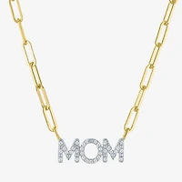 Diamond Addiction "Mom" (G-H / I1-12) Womens 1/10 CT. T.W. Lab Grown White Diamond 14K Gold Over Silver 18 Inch Pendant Necklace