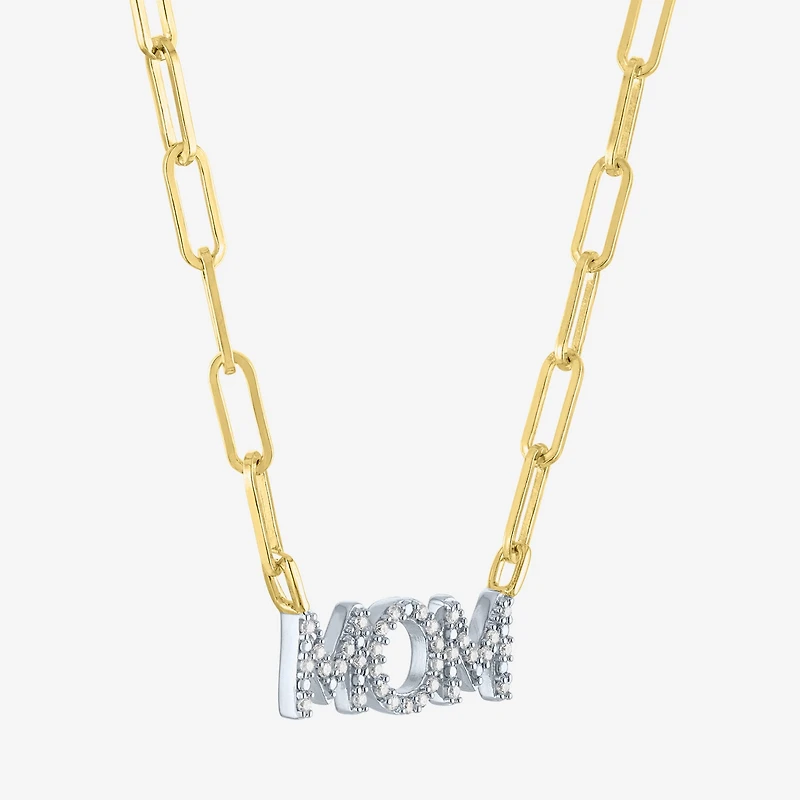 Diamond Addiction "Mom" (G-H / I1-12) Womens 1/10 CT. T.W. Lab Grown White Diamond 14K Gold Over Silver 18 Inch Pendant Necklace