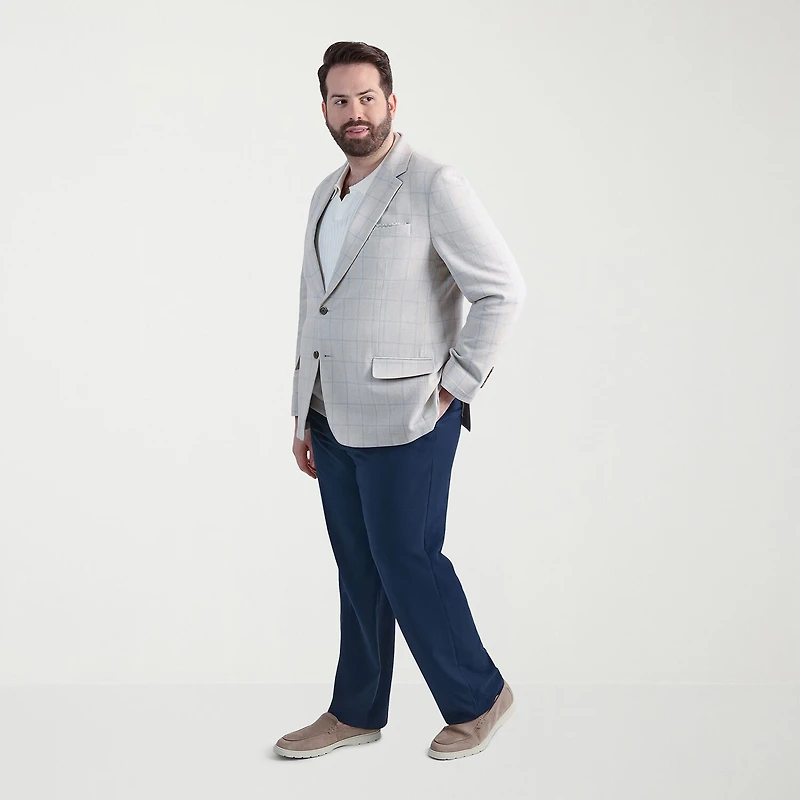 Haggar Mens Big and Tall Windowpane Classic Fit Sport Coat