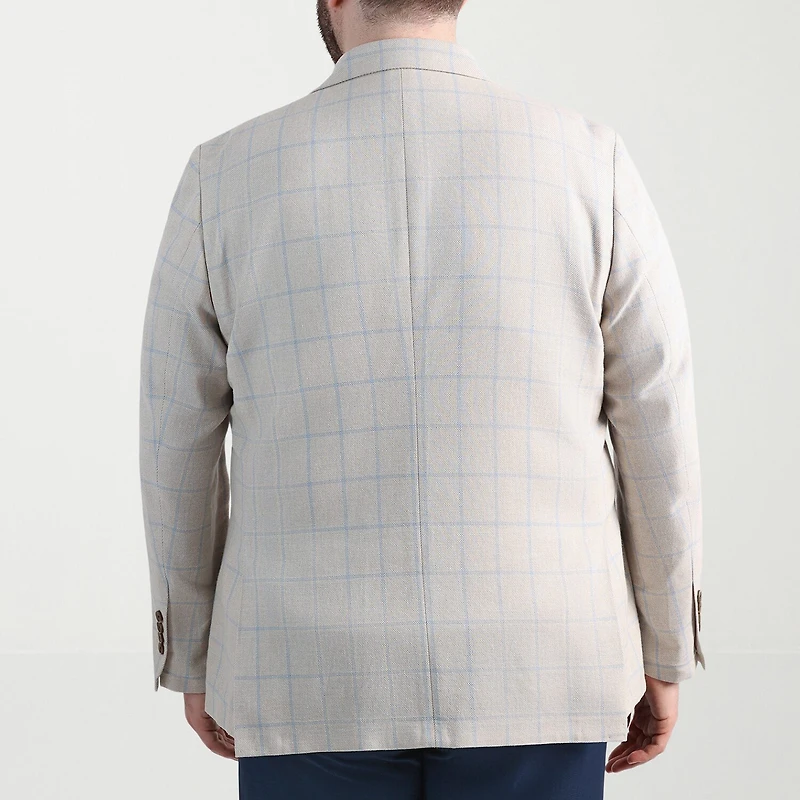 Haggar Mens Big and Tall Windowpane Classic Fit Sport Coat
