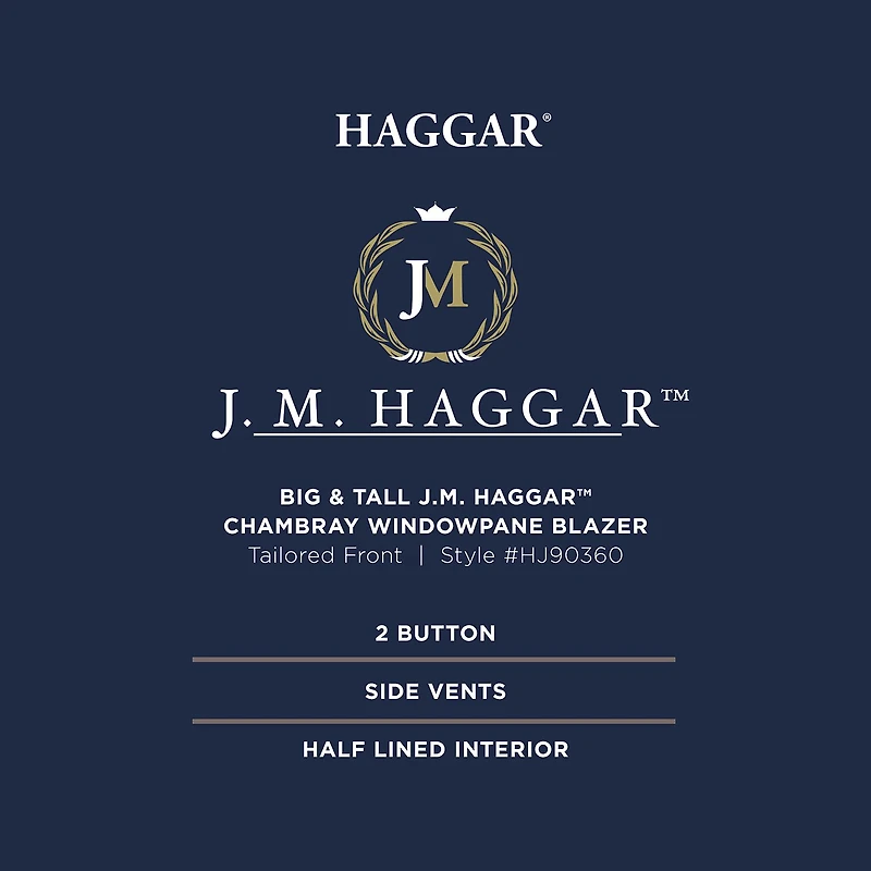 Haggar Mens Big and Tall Windowpane Classic Fit Sport Coat