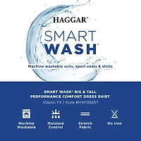 Haggar Smart Wash Big and Tall Mens Classic Fit Easy Care Long Sleeve Dress Shirt