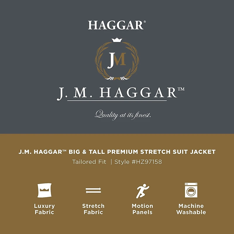 Haggar JMH Mens Regular Fit Diamond Big and Tall Suit Jacket