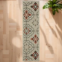 Covington Home Long Island Floral Lattice 22" X 90" Indoor Outdoor Rectangular Runner