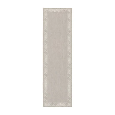 Covington Home Pamplona Greek Key Border 22" X 87" Indoor Outdoor Rectangular Runner
