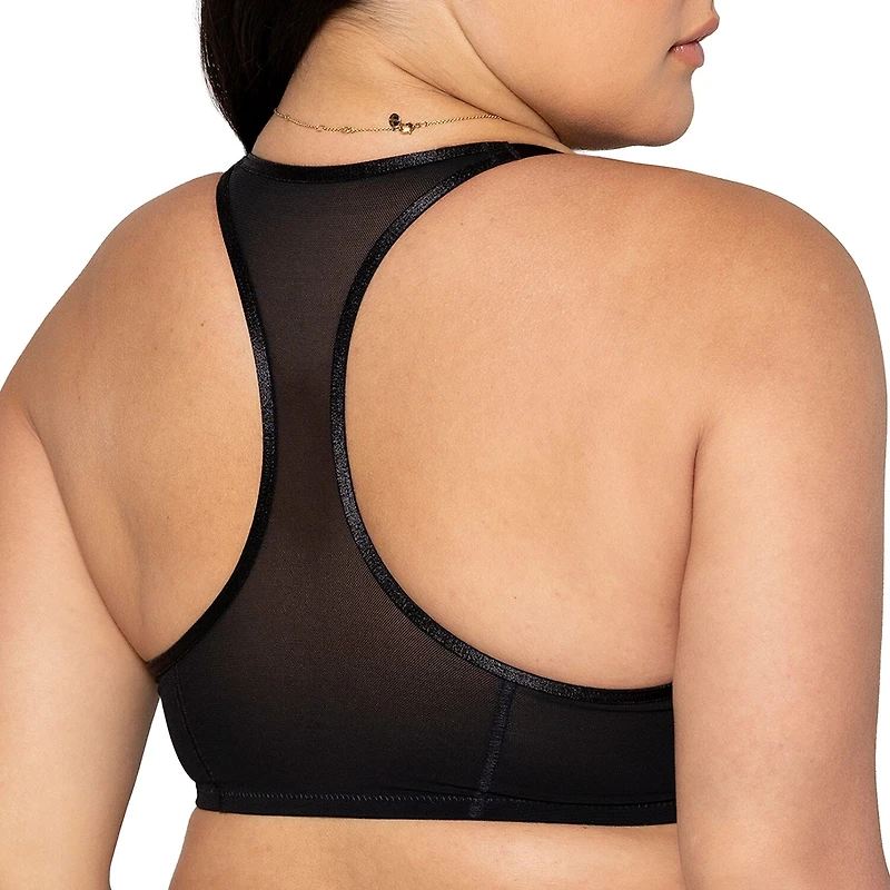 Curvy Couture Sheer Mesh Front Close Racerback Bra-1618