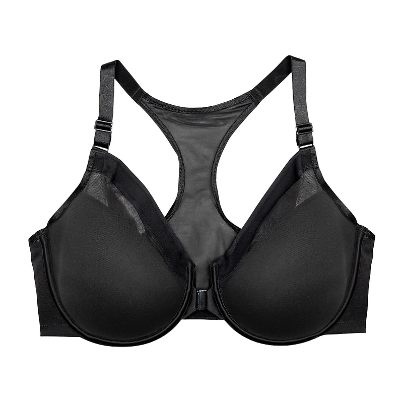 Curvy Couture Sheer Mesh Front-Close T-Shirt Bra- 1619