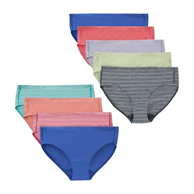 Hanes Pure Comfort Microfiber Bonus Pack Little & Big Kid Girls 9 Hipster Panty Gupsh9