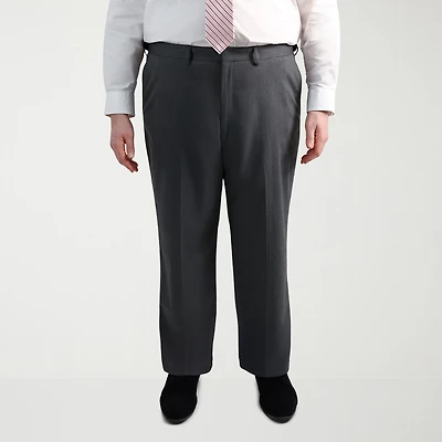 Haggar JMH Mens Big and Tall Regular Fit Diamond Flat Front Suit Pant